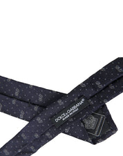 Dolce & Gabbana Blue DG Logo 100% Silk Adjustable Tie