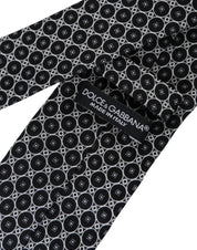 Dolce & Gabbana Black White Patterned Silk Adjustable Men Tie