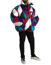 Dolce & Gabbana Multicolor Logo Windbreaker Puffer Jacket