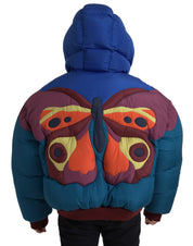 Dolce & Gabbana Multicolor Butterfly Hooded Puffer Jacket