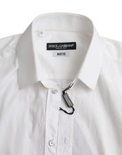 Dolce & Gabbana White Cotton Long Sleeve Dress MARTINI Shirt