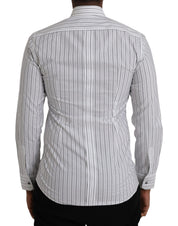 Dolce & Gabbana Black White Striped Formal Dress GOLD Shirt