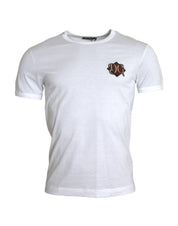 Dolce & Gabbana White Logo Embroidery Short Sleeve T-shirt