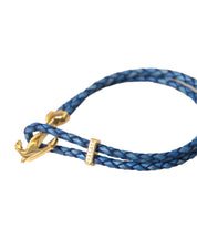 Nialaya Blue Gold Anchor 925 Silver Charm Bracelet Mens