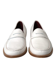 Dolce & Gabbana White Leather Slip On Mocassin Loafers Shoes