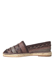 Dolce & Gabbana Brown Buffalo Leather Espadrille Flats Shoes