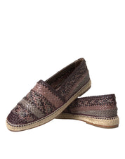 Dolce & Gabbana Brown Buffalo Leather Espadrille Flats Shoes