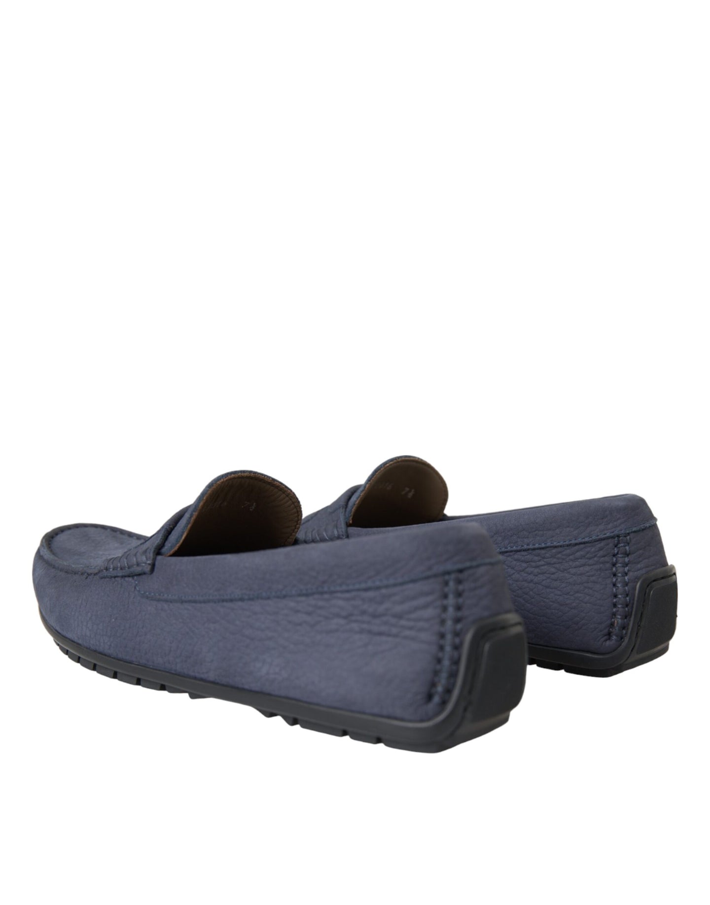 Blue Calf Leather Slip On Moccasin Shoes