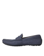 Dolce & Gabbana Blue Calf Leather Slip On Moccasin Shoes