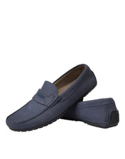 Dolce & Gabbana Blue Calf Leather Slip On Moccasin Shoes