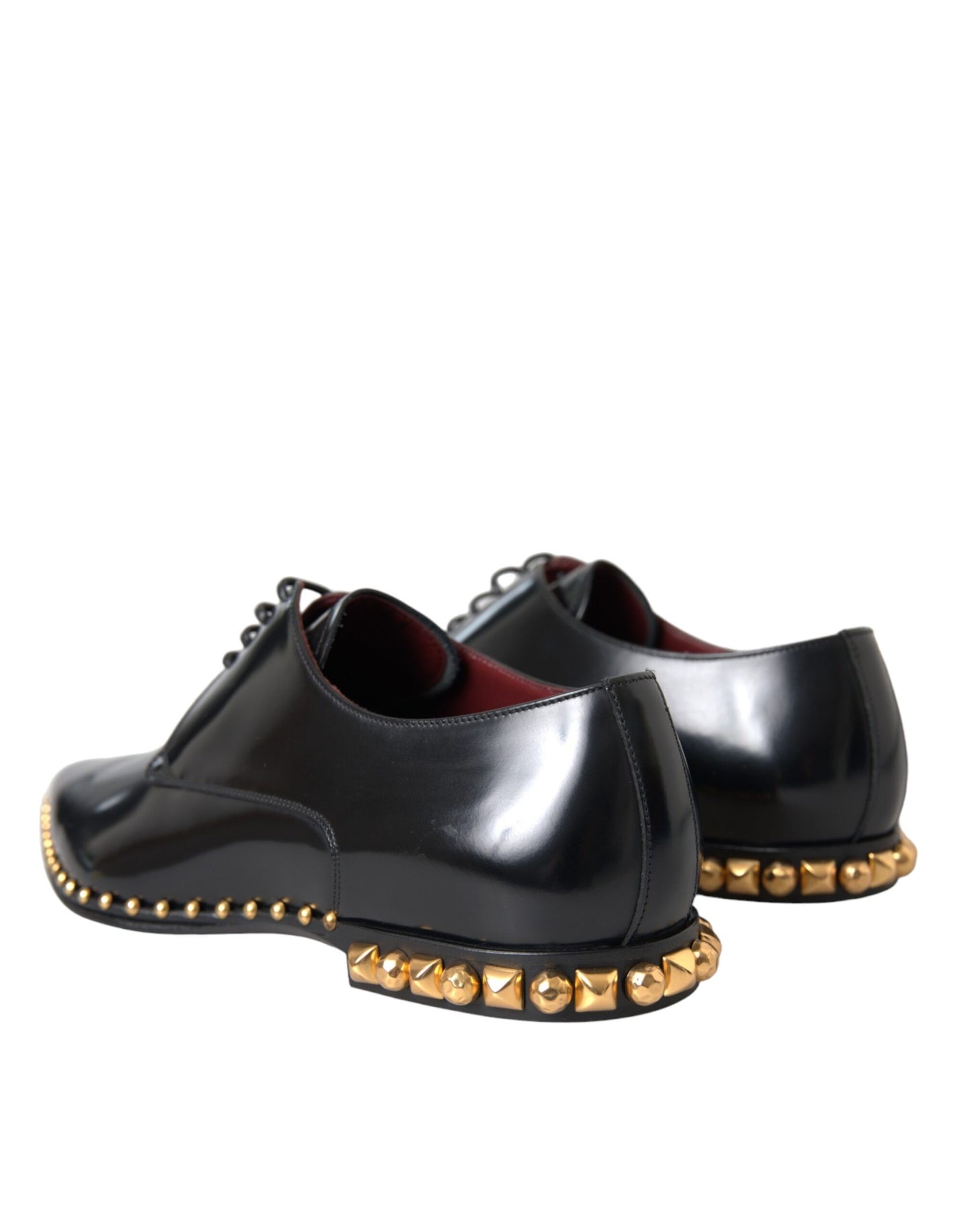 Black Leather Gold Studded Derby Dress Shoes