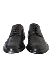 Dolce & Gabbana Black Leather Oxford Wingtip Formal Men Shoes