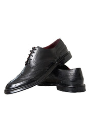 Dolce & Gabbana Black Leather Oxford Wingtip Formal Men Shoes