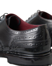 Dolce & Gabbana Black Leather Oxford Wingtip Formal Men Shoes