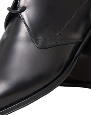 Dolce & Gabbana Black Leather Derby Formal Dress Men Shoes