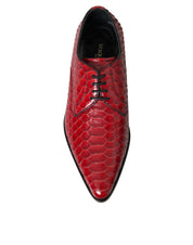 Dolce & Gabbana Red Textured Varnished Derby Men Formal Shoes