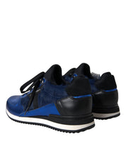 Dolce & Gabbana Blue Black Calf Hair Leather Sneakers Shoes