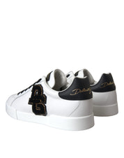 Dolce & Gabbana White Leather DG Logo Casual Low Top Sneakers Shoes