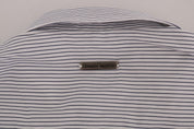 Frankie Morello Elegant White & Blue Striped Casual Shirt