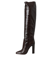Dolce & Gabbana Brown Exotic Leather Heels High Boots Shoes