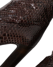 Dolce & Gabbana Brown Exotic Leather Heels High Boots Shoes