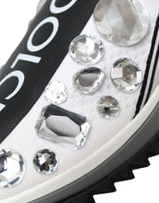 Dolce & Gabbana White Sorrento Crystals Sneakers Shoes