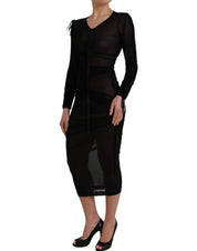 Dolce & Gabbana Black Sheer Bodycon Sheath Midi Dress