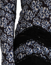 Just Cavalli Blue Floral Lace Long Sleeves Top Underwear Blouse