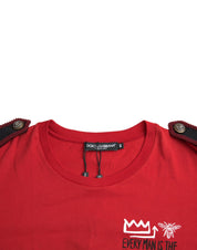 Dolce & Gabbana Red Cotton Graphic Print Crew Neck T-shirt
