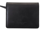 Dolce & Gabbana Black Leather Bifold Shoulder Sling Women Wallet