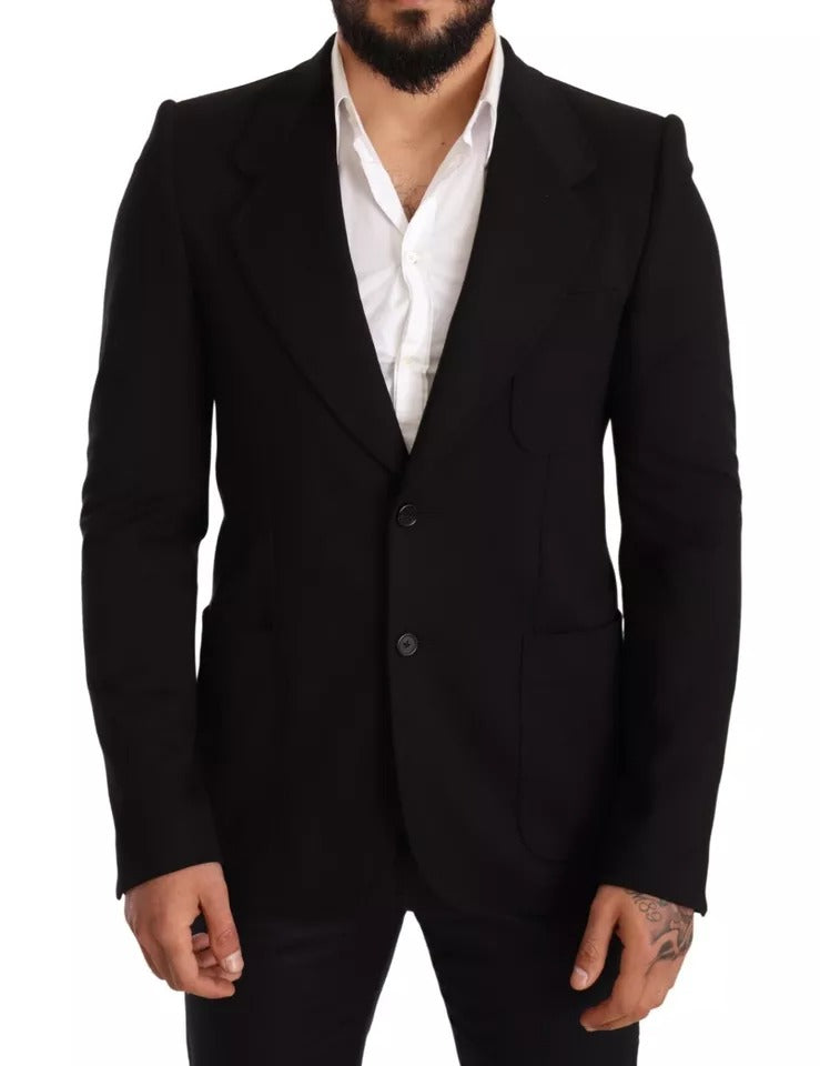 Black Wool Slim Fit Coat Jacket Blazer