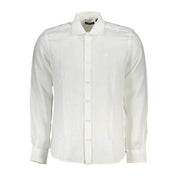 North Sails Elegant White Linen Long-Sleeved Shirt