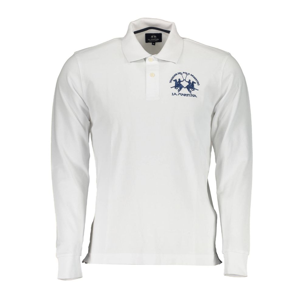 La Martina White Cotton Men Polo Shirt