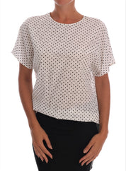 Dolce & Gabbana White Polka Dotted Silk T-shirt Top
