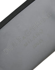 Dolce & Gabbana Gray Neoprene Logo Zip Waist Fanny Pack Belt Pouch Bag