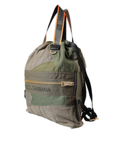 Dolce & Gabbana Military Green Patchwork Rucksack Backpack Bag