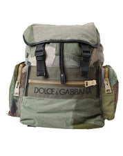 Dolce & Gabbana Military Green Patchwork Rucksack Backpack Bag