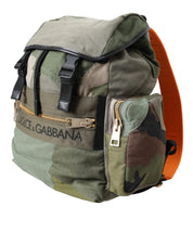 Dolce & Gabbana Military Green Patchwork Rucksack Backpack Bag