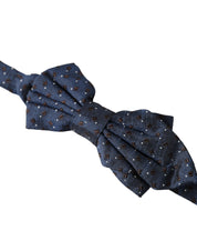 Dolce & Gabbana Navy Blue Silk Patterned Adjustable Men Papillon Bow Tie