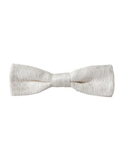 Dolce & Gabbana White Silk Patterned Adjustable Neck Men Papillon Bow Tie