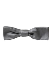 Dolce & Gabbana Gray Satin Silk Adjustable Neck Men Papillon Bow Tie