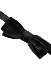 Dolce & Gabbana Black Velvet Cotton Adjustable Neck Men Bow Tie