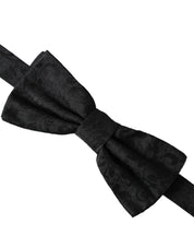 Dolce & Gabbana Black Silk Floral Adjustable Neck Men Bow Tie