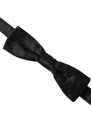 Dolce & Gabbana Black Silk Patterned Adjustable Neck Men Bow Tie