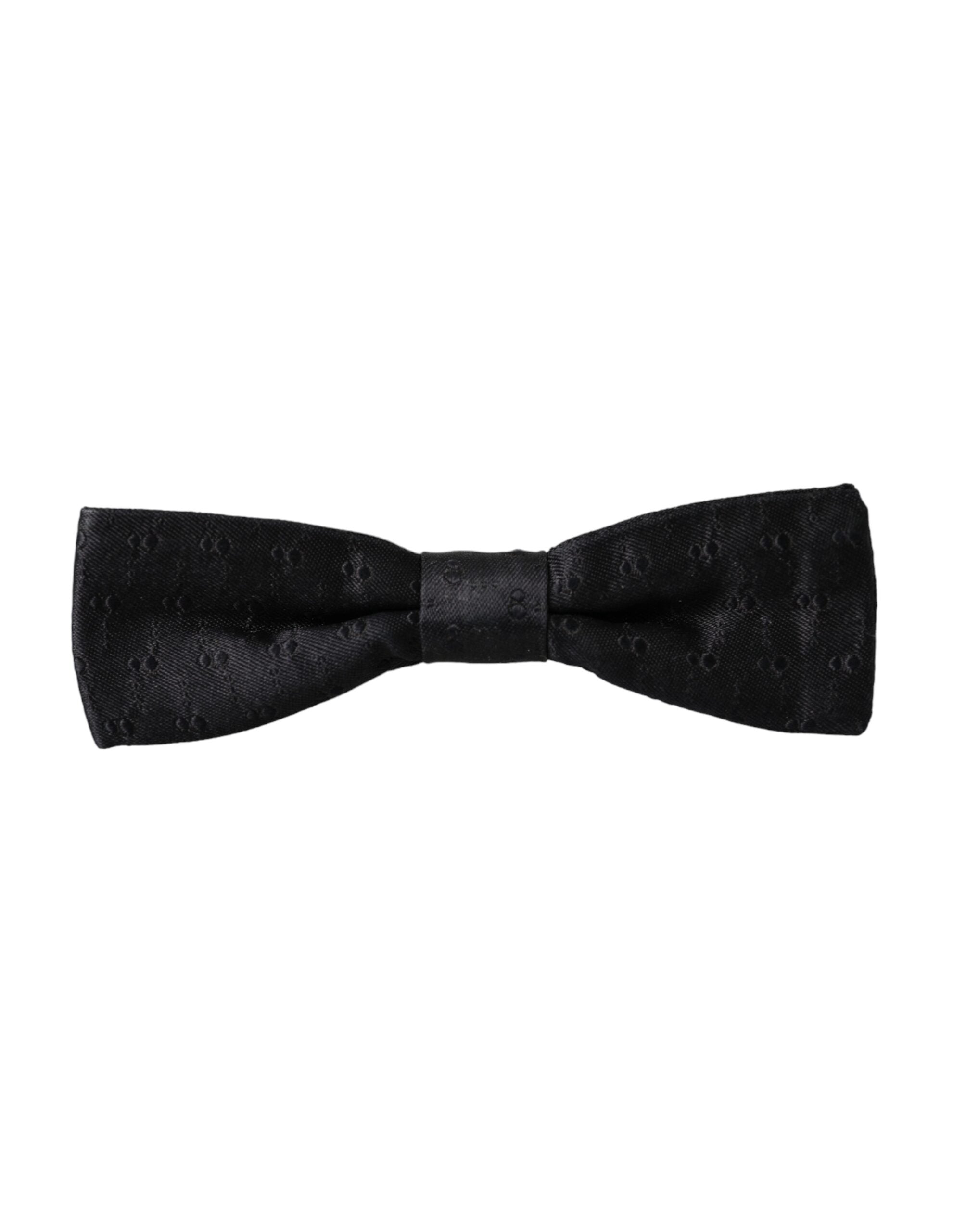 Dolce & Gabbana Black Silk Patterned Adjustable Neck Men Bow Tie