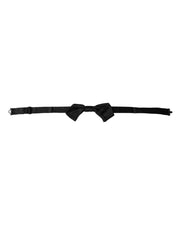 Dolce & Gabbana Black Satin Silk Adjustable Neck Men Bow Tie