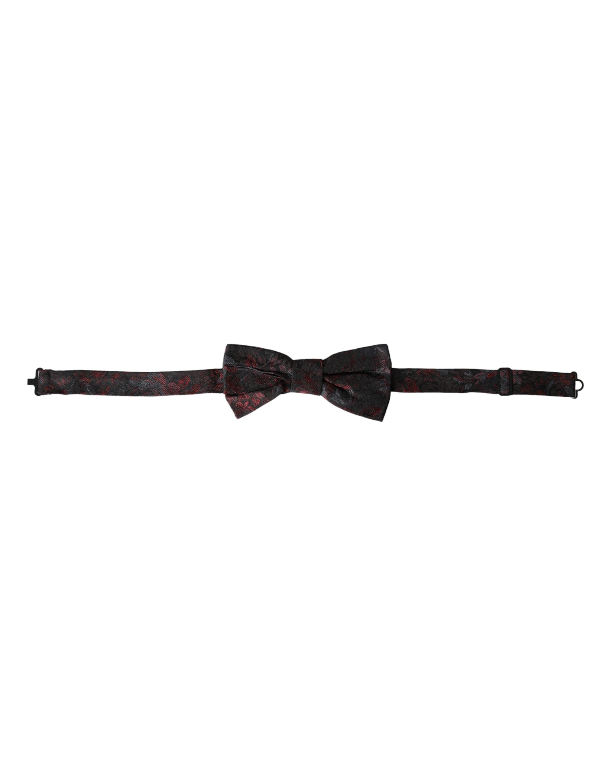 Dolce & Gabbana Red Black Floral Adjustable Neck Men Bow Tie