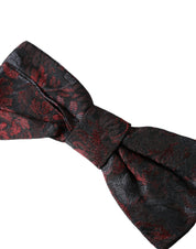 Dolce & Gabbana Red Black Floral Adjustable Neck Men Bow Tie