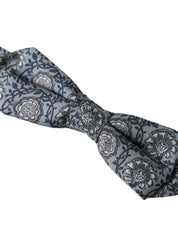 Dolce & Gabbana Gray Silk Patterned Adjustable Neck Men Bow Tie