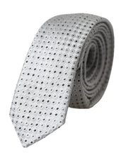 Dolce & Gabbana Light Gray Polka Dot Silk Adjustable Men Tie